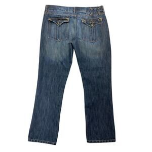 Caffeine NYC Jeans Mens 38x32 Downtown Slim Button Fly Flap Pocket Distressed